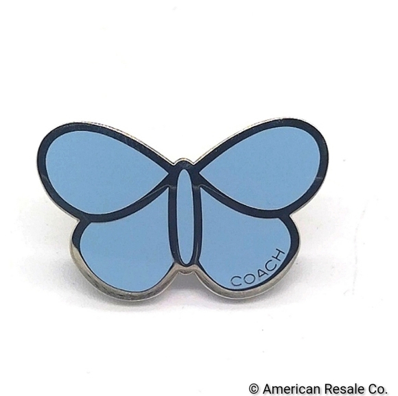 Vintage COACH Light Blue Enamel Butterfly Lapel Pin Brooch Purse Backpack Charm - Picture 2 of 6